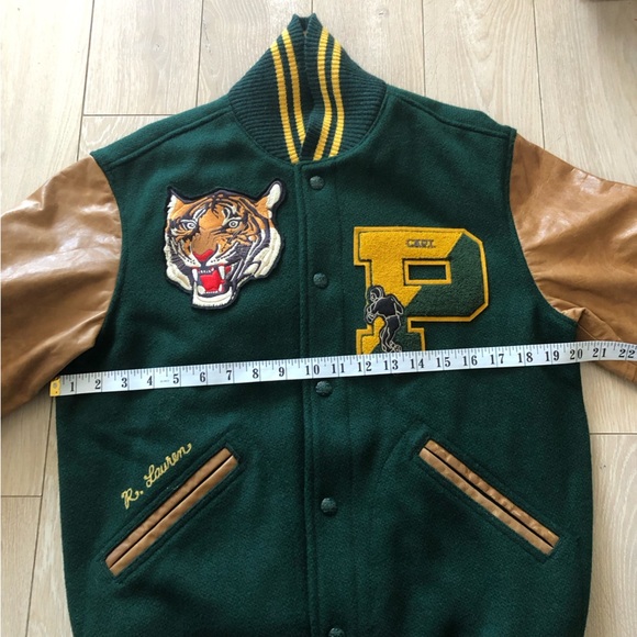 NWT Polo Ralph Lauren Leather Wool Letterman Tiger Logo Varsity Jacket Size S - Picture 4 of 16